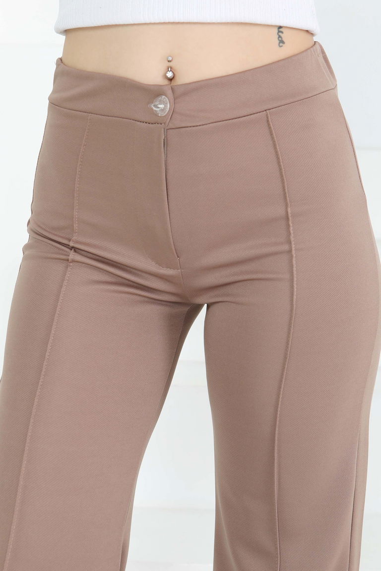 Şerit Detaylı Spor Pantolon Vizon - 27084 - TOFİSA