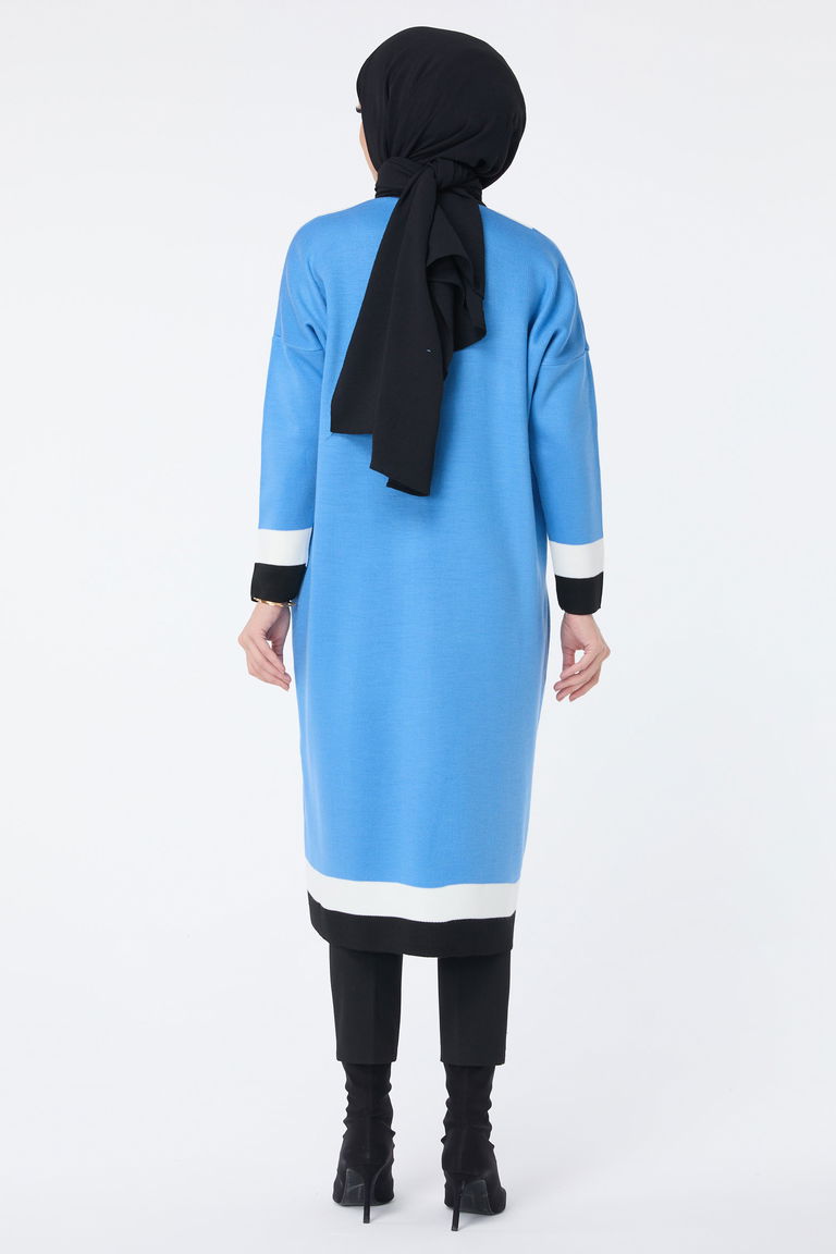 Şerit Detaylı Triko Uzun Hırka - 27625 - TOFİSA