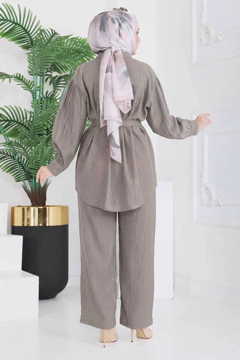 Serpme Taş Detaylı İkili Takım - 28219-VIZON - 5