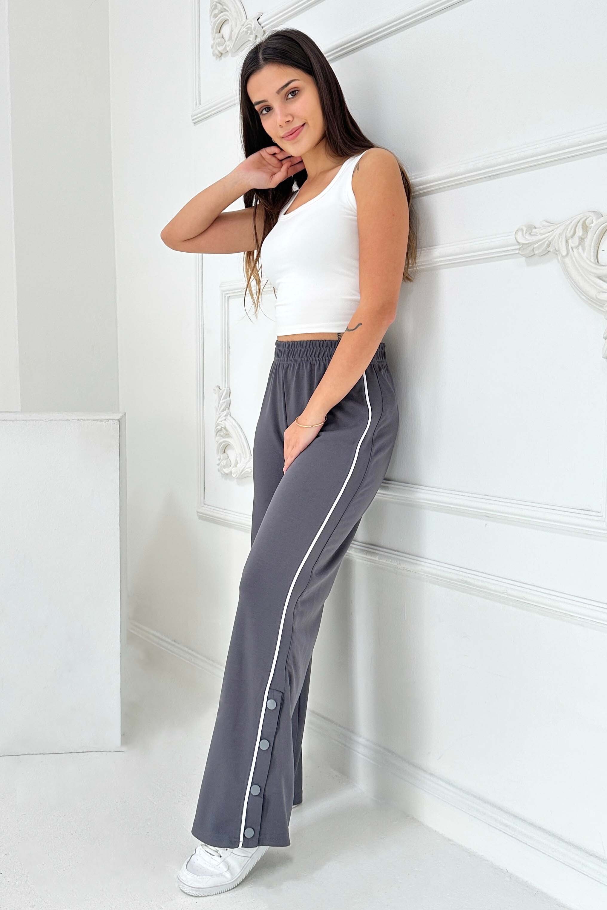 Şetit Ve Çıtcıt Detaylı Modal Pantolon - 27872-FUME - 1