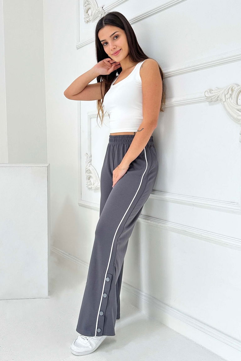 Şetit Ve Çıtcıt Detaylı Modal Pantolon - 27872-FUME - TOFİSA