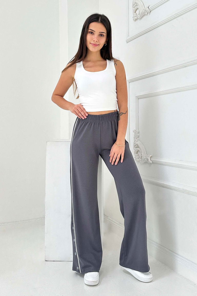 Şetit Ve Çıtcıt Detaylı Modal Pantolon - 27872-FUME - TOFİSA