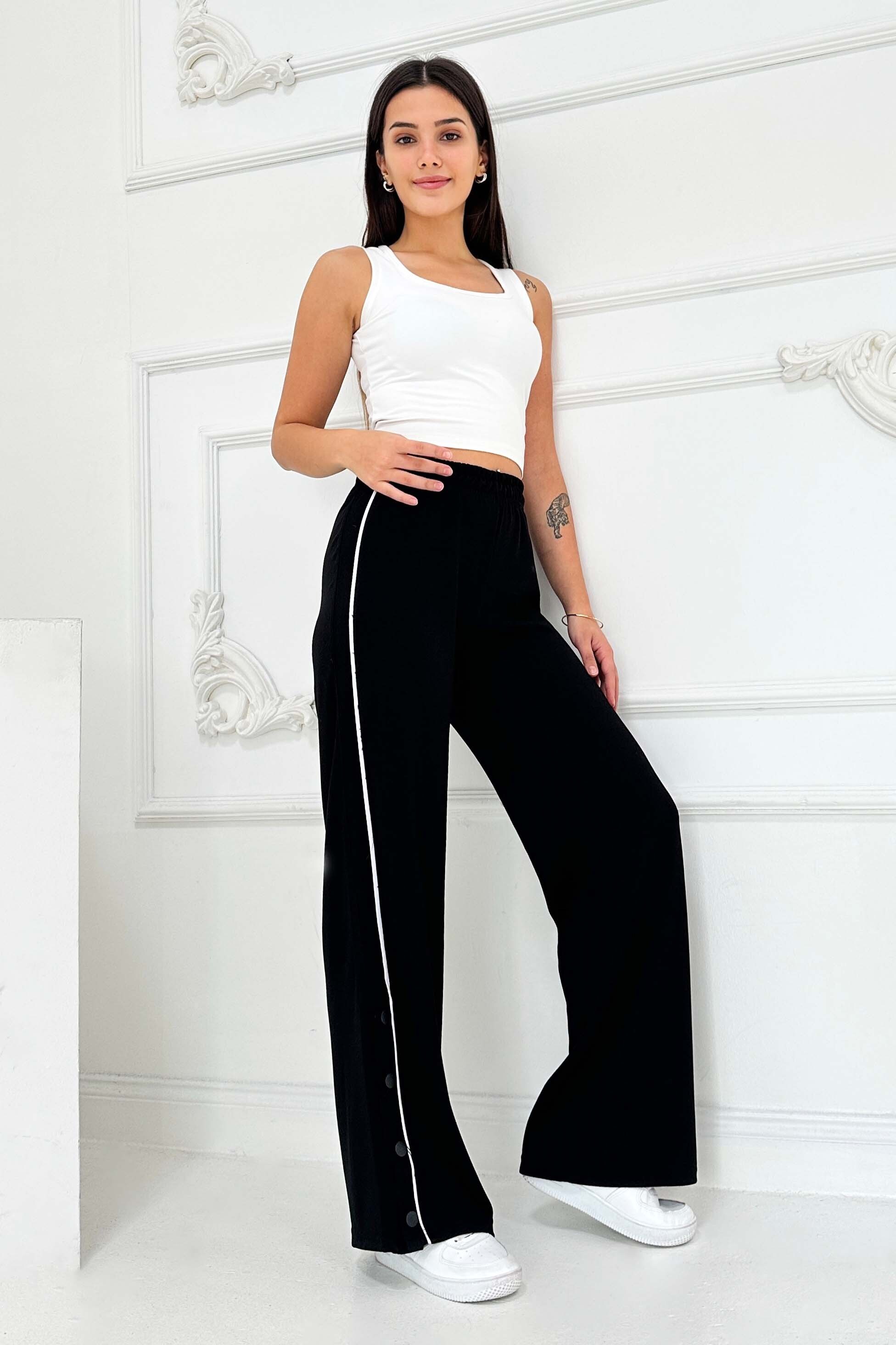 Şetit Ve Çıtcıt Detaylı Modal Pantolon - 27872-SIYAH - 3