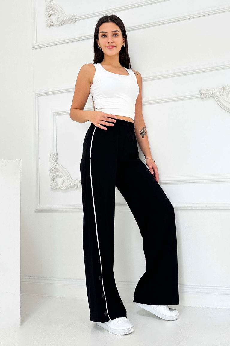 Şetit Ve Çıtcıt Detaylı Modal Pantolon - 27872-SIYAH - TOFİSA