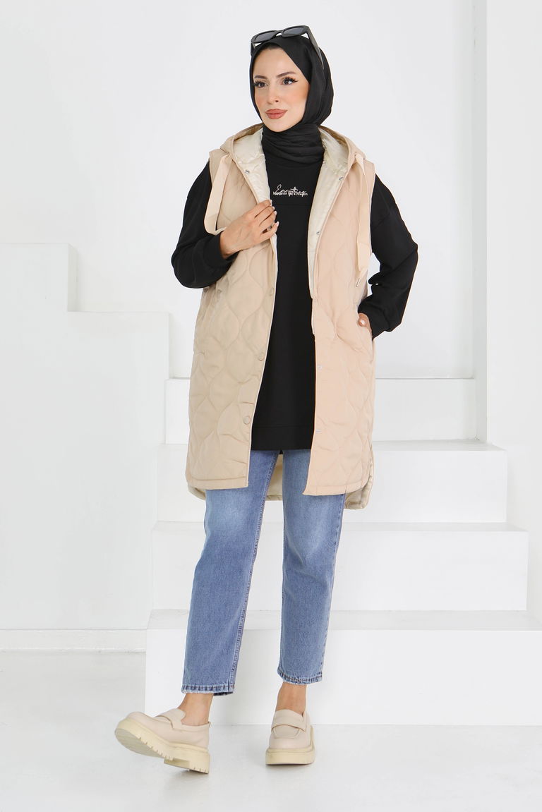 Sıfır Kol Cepli Şİşme Yelek - 27601 - TOFİSA