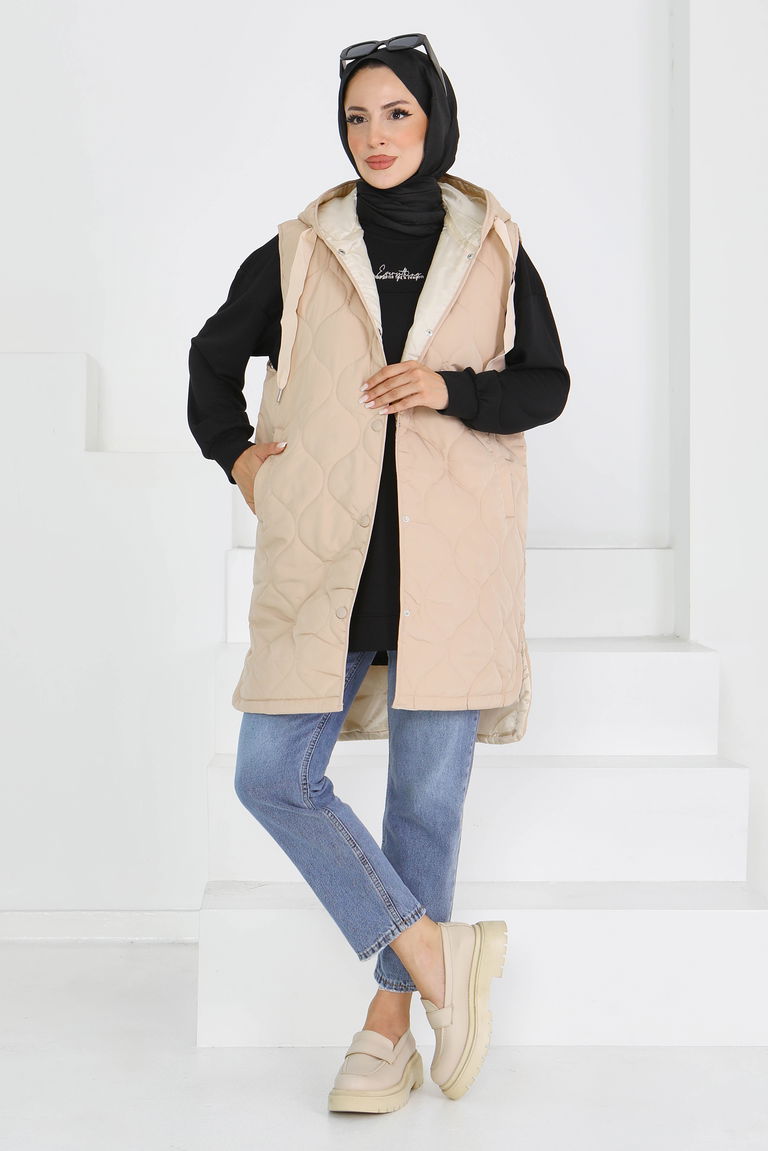 Sıfır Kol Cepli Şİşme Yelek - 27601 - TOFİSA