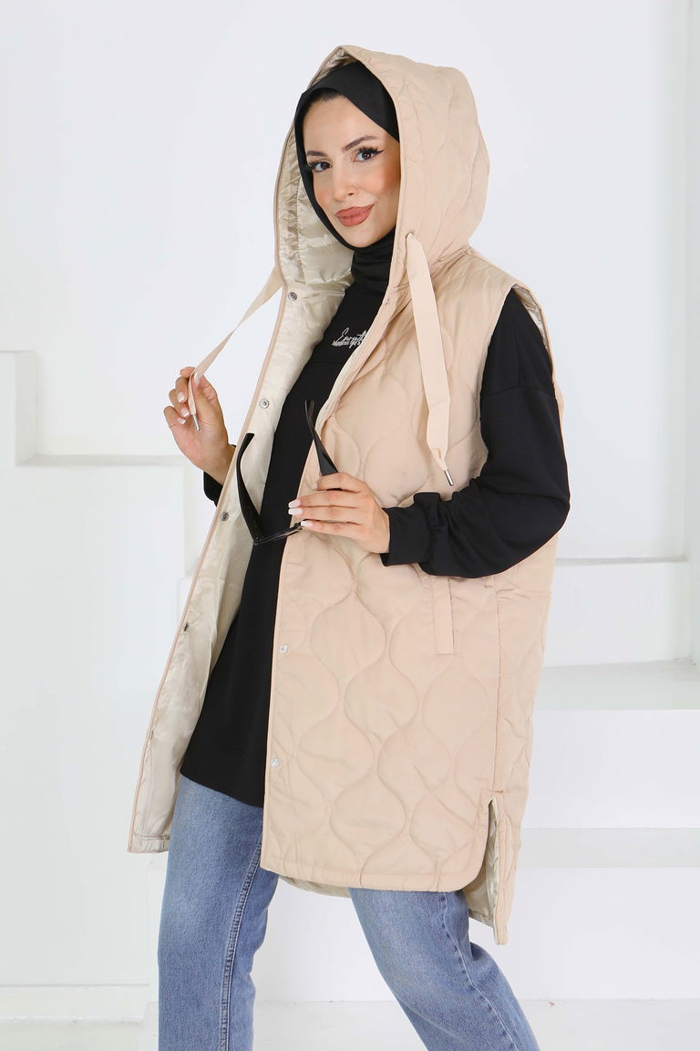 Sıfır Kol Cepli Şİşme Yelek - 27601 - TOFİSA