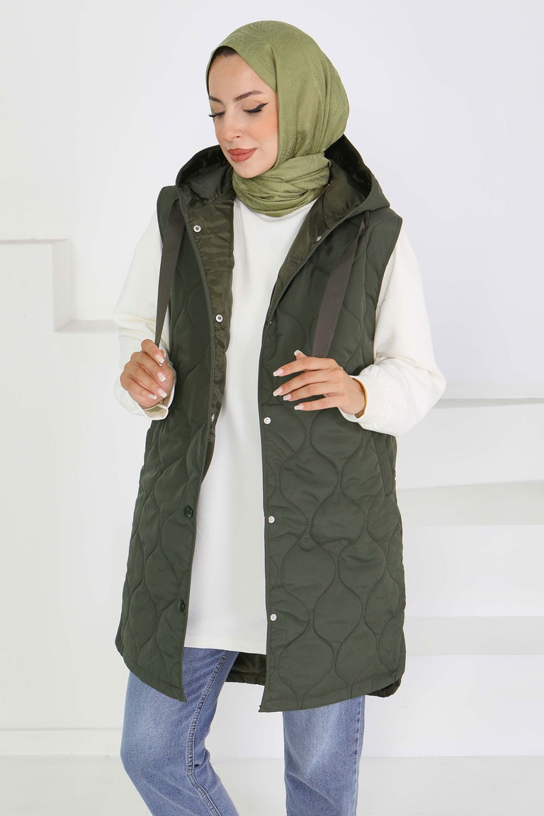 Sıfır Kol Cepli Şİşme Yelek - 27601 - TOFİSA