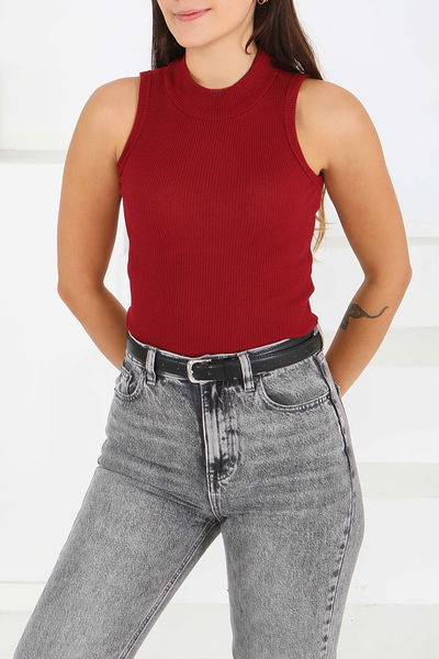 Sıfır Kol Kaşkorse Crop - 27801-BORDO 