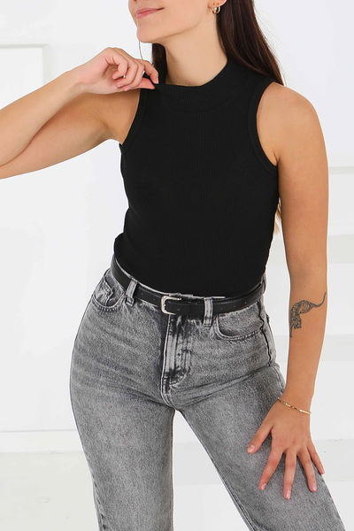 Sıfır Kol Kaşkorse Crop - 27801-SIYAH 