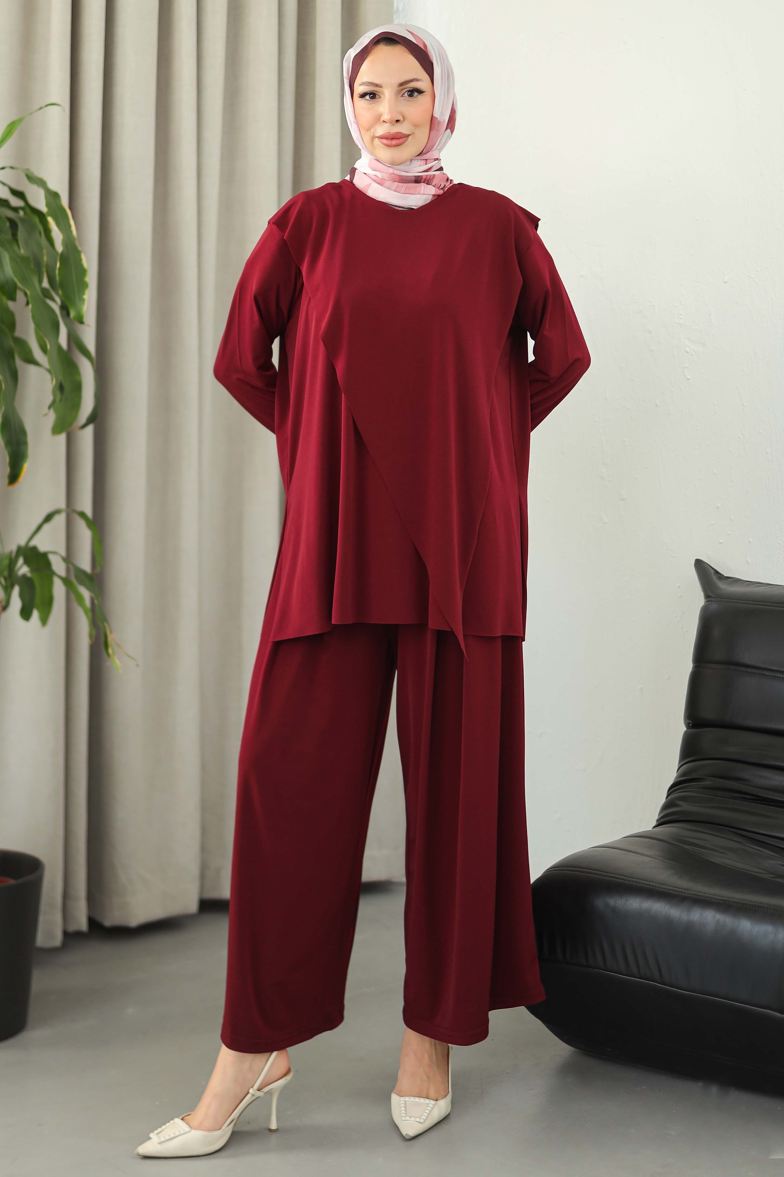 Simetri Sendy İkili Takım - 27829-BORDO - 1