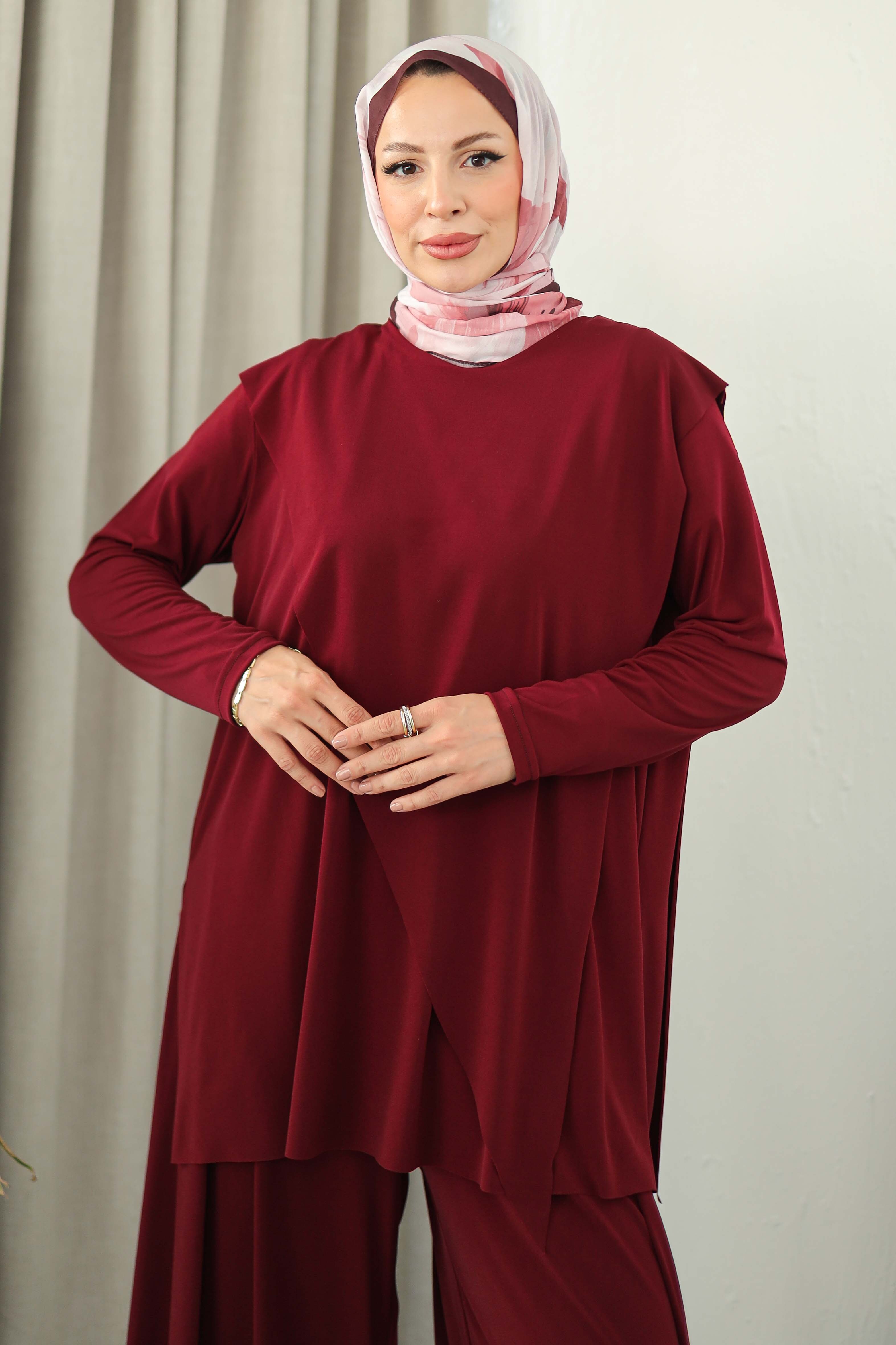 Simetri Sendy İkili Takım - 27829-BORDO - 4