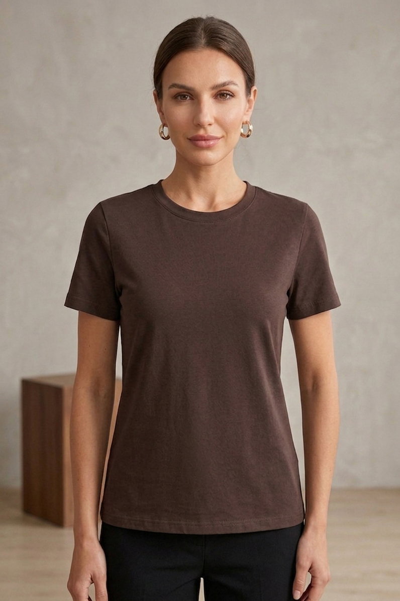 Sırt Dantelli T-shirt - 28415-KAHVE - 2