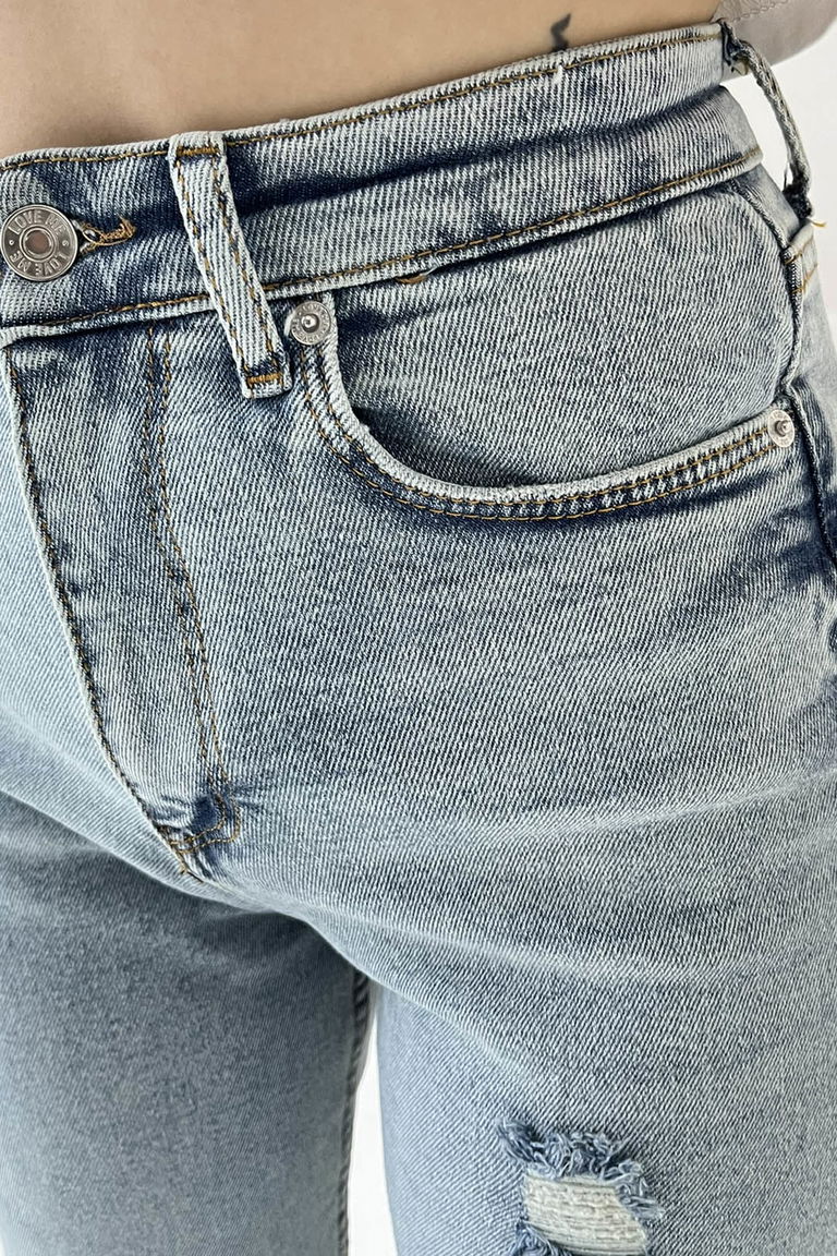 Skinny Kot Pantolon Buz Mavi - 26830 - TOFİSA