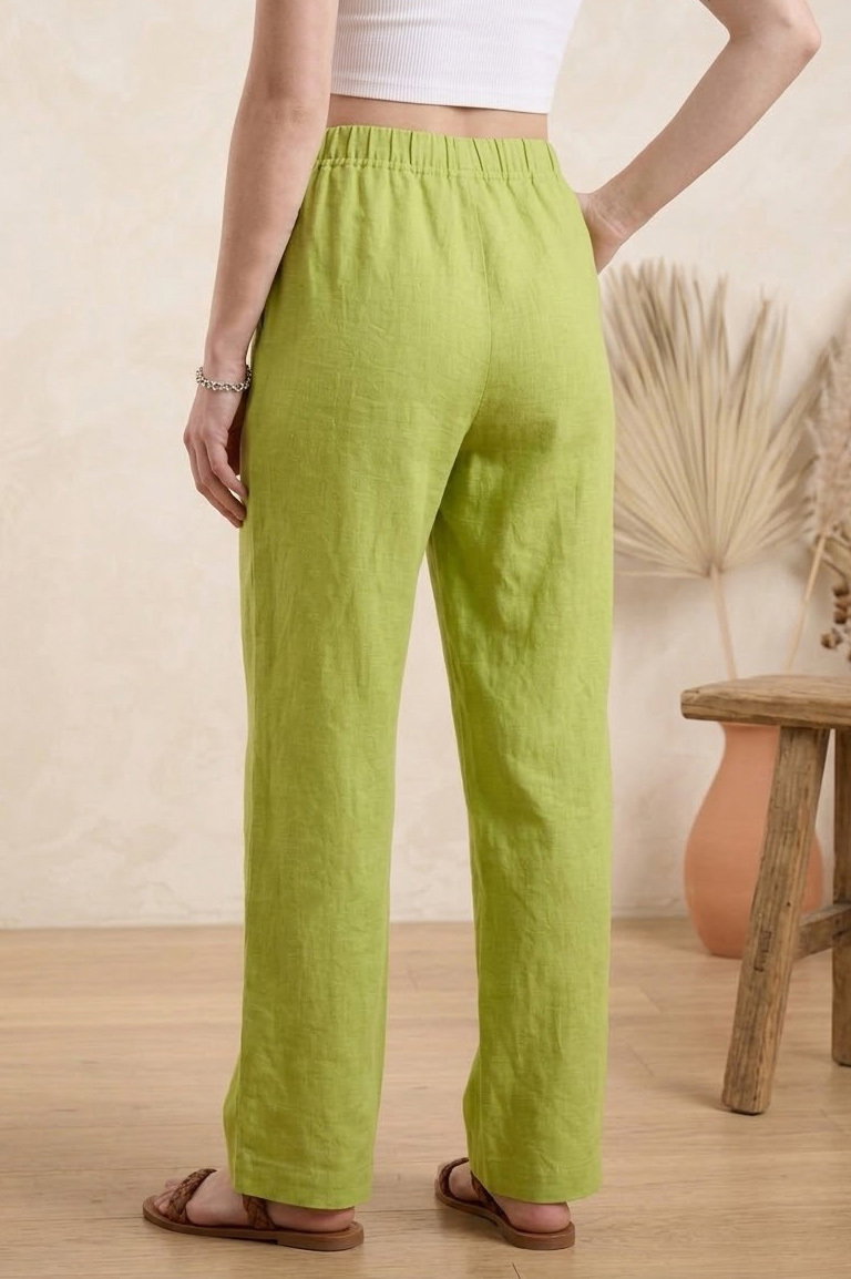 Sofia Keten Beli Lastikli Pantolon Fistik Yesili - 2131-FISTIK-YESILI - 3