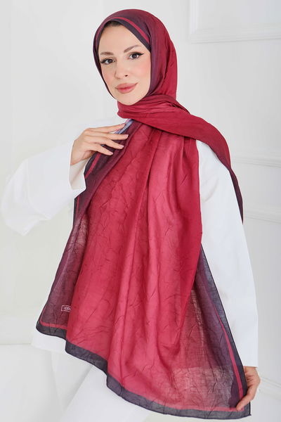 Soft Degrade Bambu Crash Şal - 27915-BORDO 
