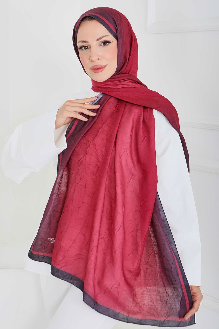 Soft Degrade Bambu Crash Şal - 27915-BORDO - TOFİSA