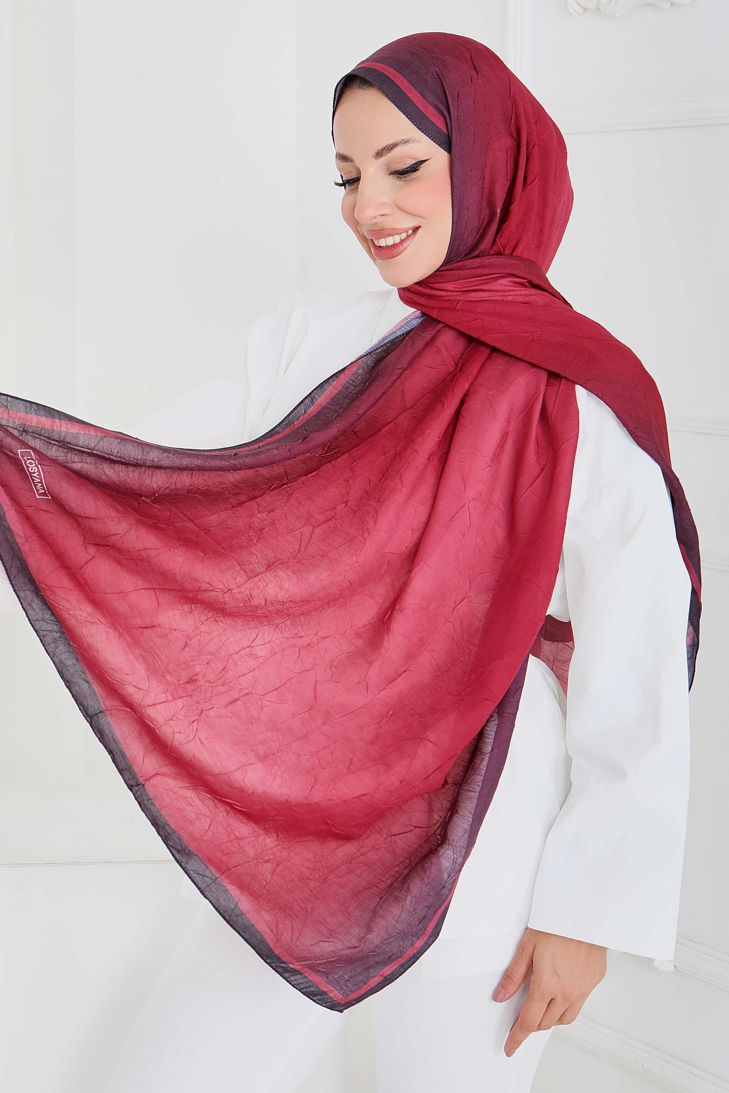 Soft Degrade Bambu Crash Şal - 27915-BORDO - 2