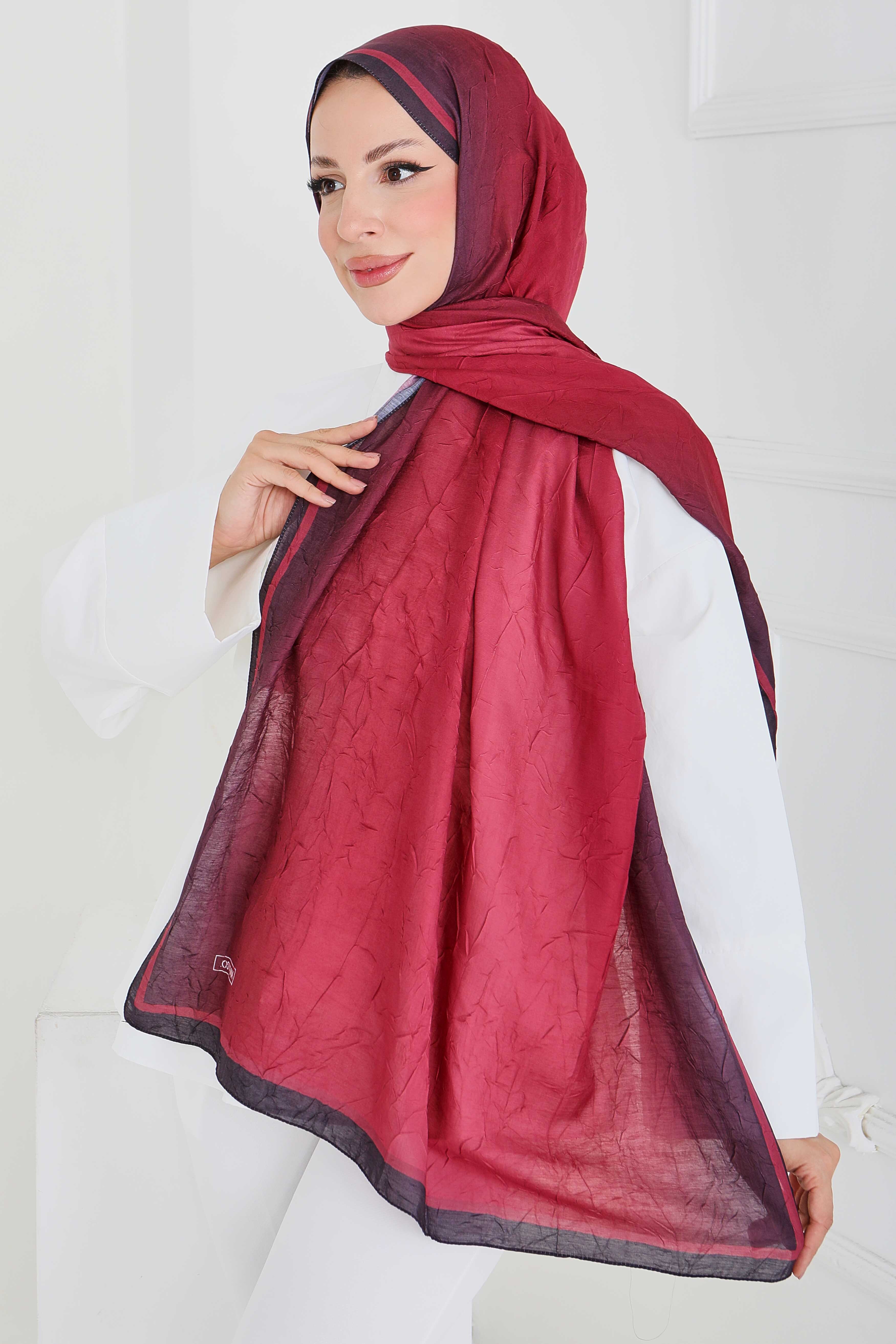 Soft Degrade Bambu Crash Şal - 27915-BORDO - 3