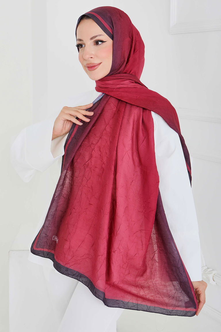 Soft Degrade Bambu Crash Şal - 27915-BORDO - TOFİSA