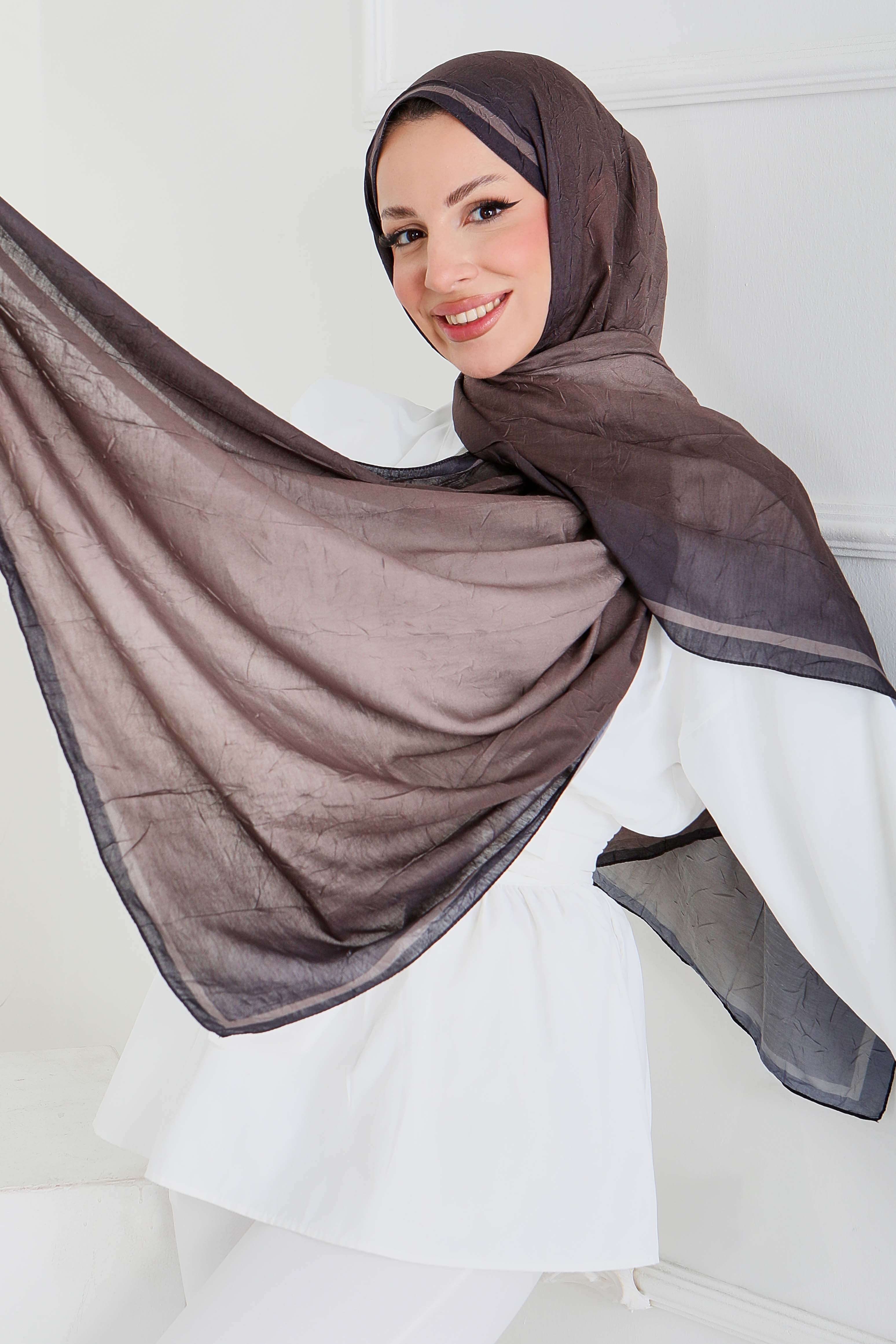 Soft Degrade Bambu Crash Şal - 27915-KAHVE - 2