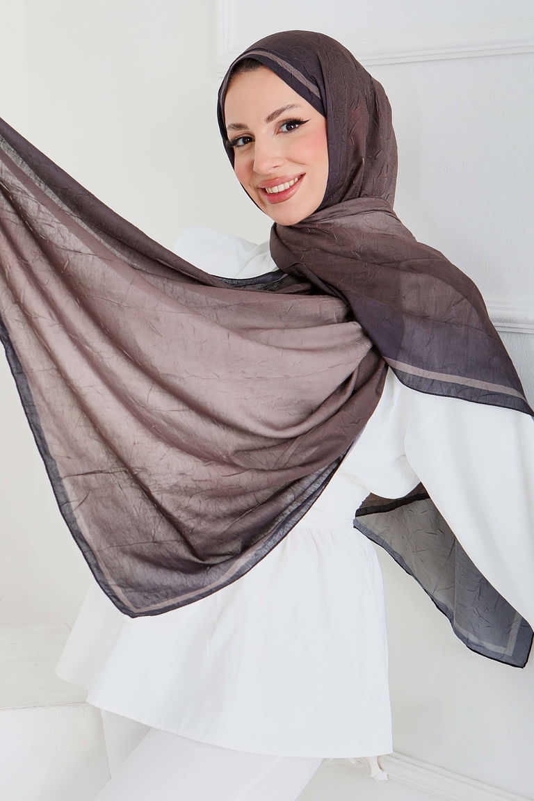 Soft Degrade Bambu Crash Şal - 27915-KAHVE - TOFİSA
