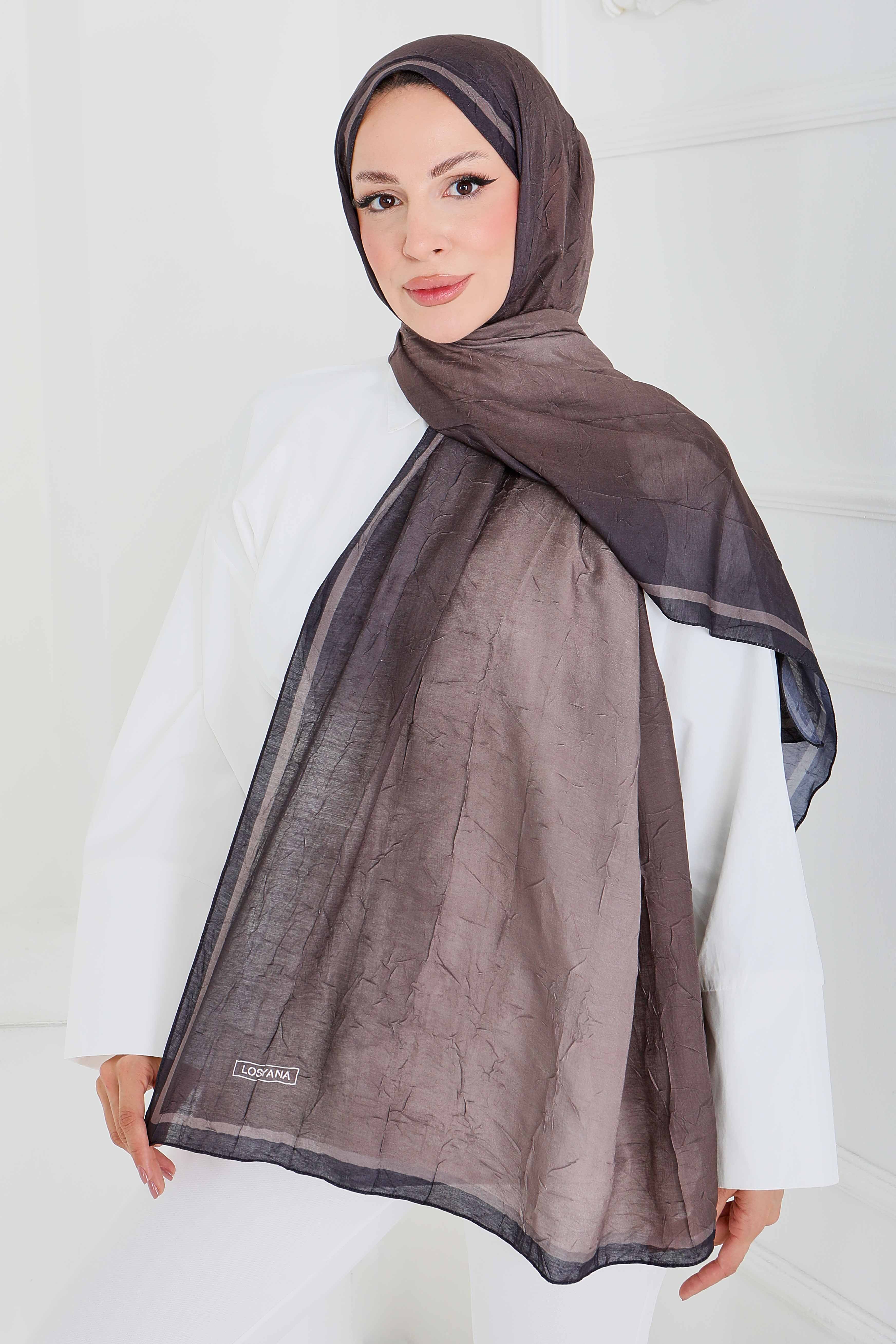 Soft Degrade Bambu Crash Şal - 27915-KAHVE - 3