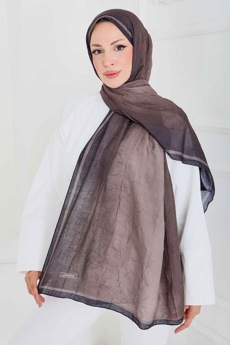 Soft Degrade Bambu Crash Şal - 27915-KAHVE - TOFİSA