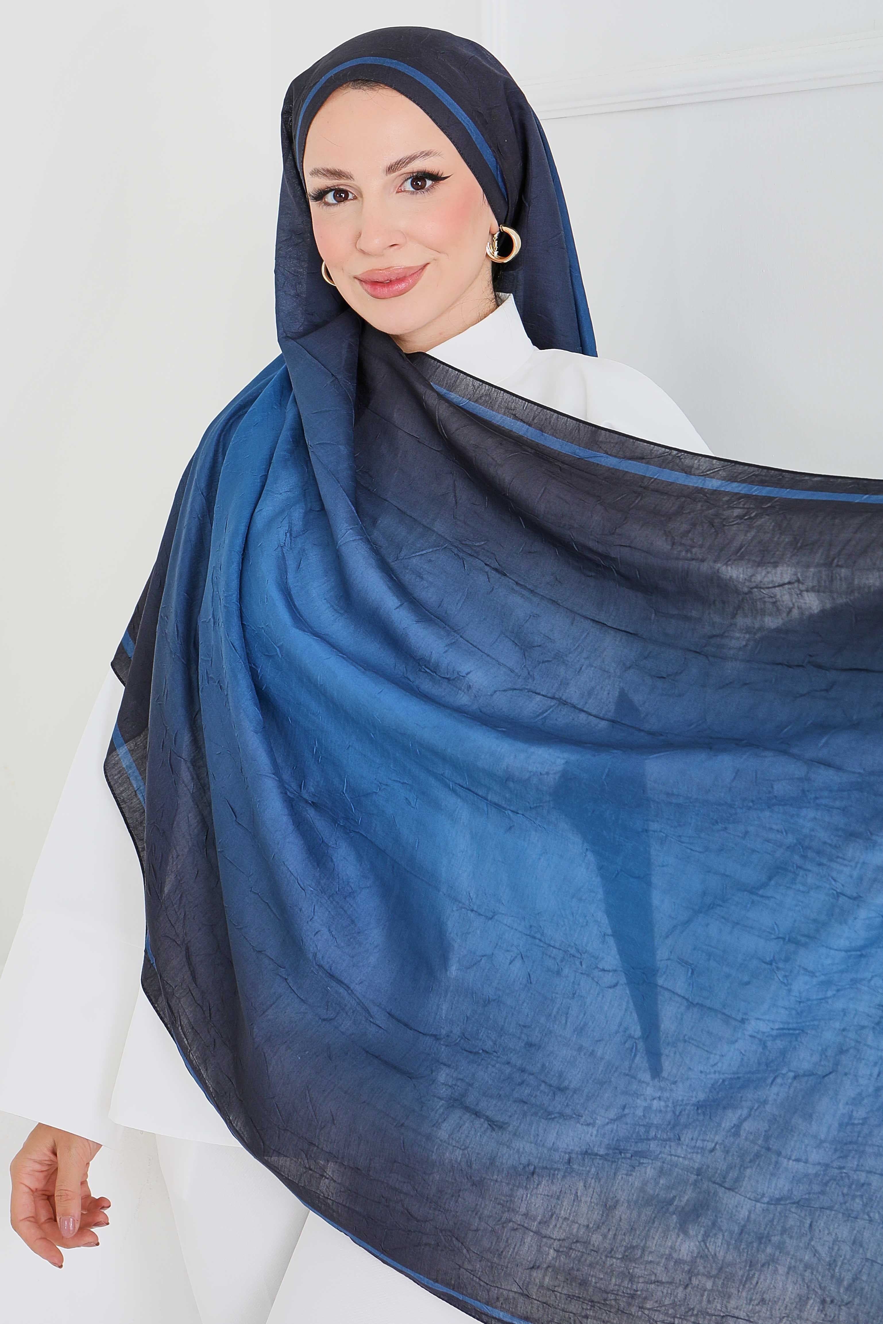 Soft Degrade Bambu Crash Şal - 27915-LACIVERT - 1