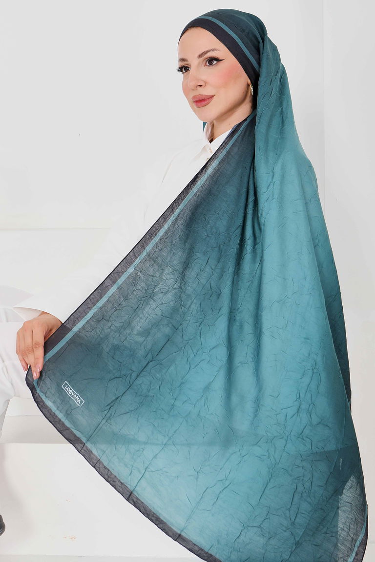 Soft Degrade Bambu Crash Şal - 27915-PETROL - TOFİSA