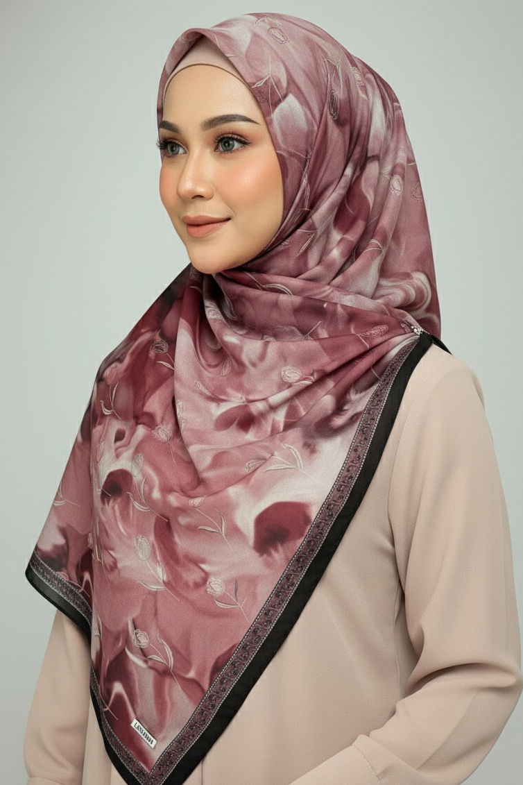 Soft Mist Serisi Pamuk Şal - 27985-BORDO - TOFİSA