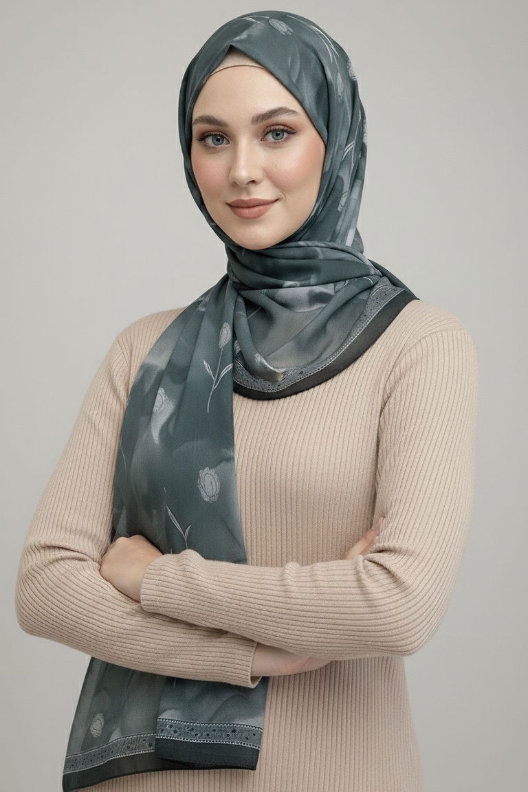 Soft Mist Serisi Pamuk Şal - 27985-FUME - TOFİSA