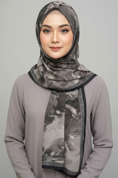 Soft Mist Serisi Pamuk Şal - 27985-GRI 