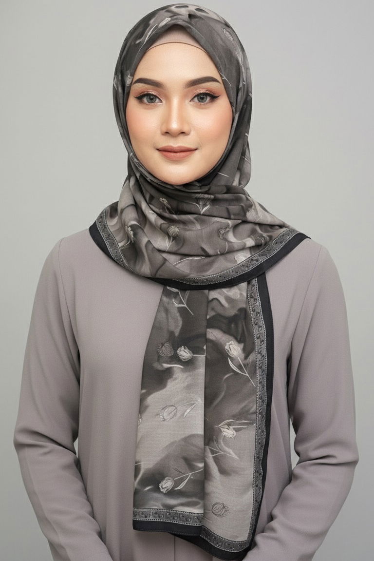 Soft Mist Serisi Pamuk Şal - 27985-GRI - TOFİSA