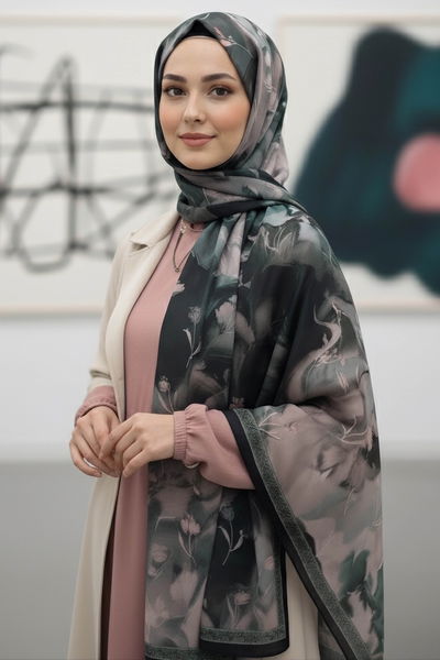 Soft Mist Serisi Pamuk Şal - 27985-GUL 