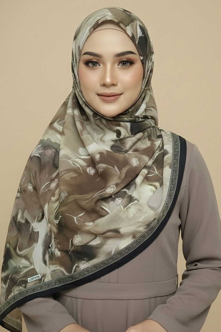 Soft Mist Serisi Pamuk Şal - 27985-HAKI - TOFİSA