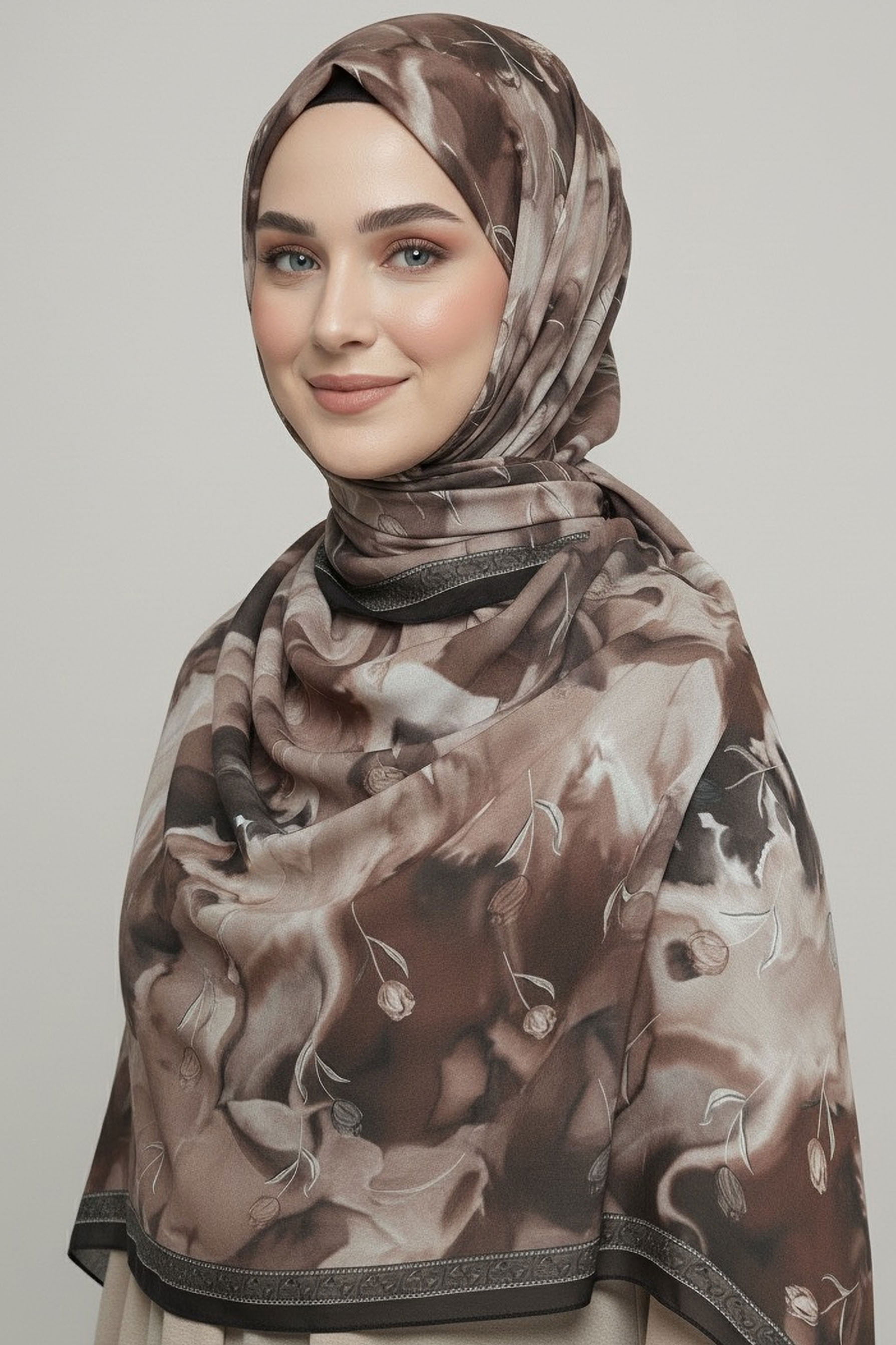 Soft Mist Serisi Pamuk Şal - 27985-KAHVE - 1