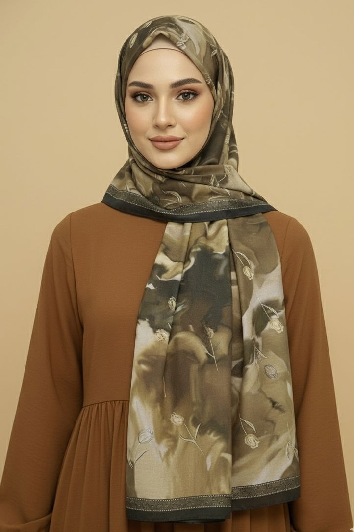 Soft Mist Serisi Pamuk Şal - 27985-SIYAH - TOFİSA