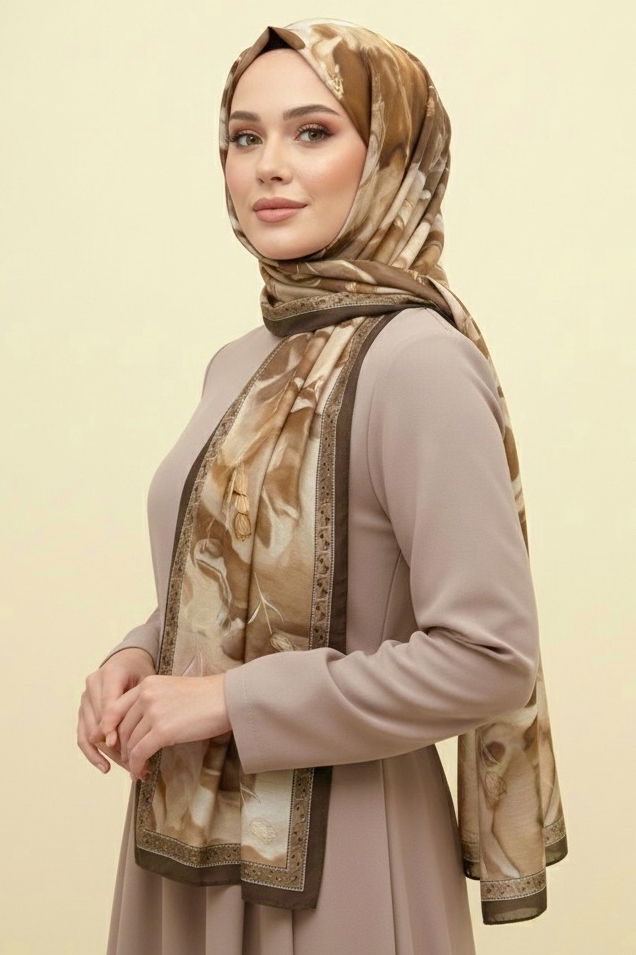 Soft Mist Serisi Pamuk Şal - 27985-YAG-YESILI - TOFİSA