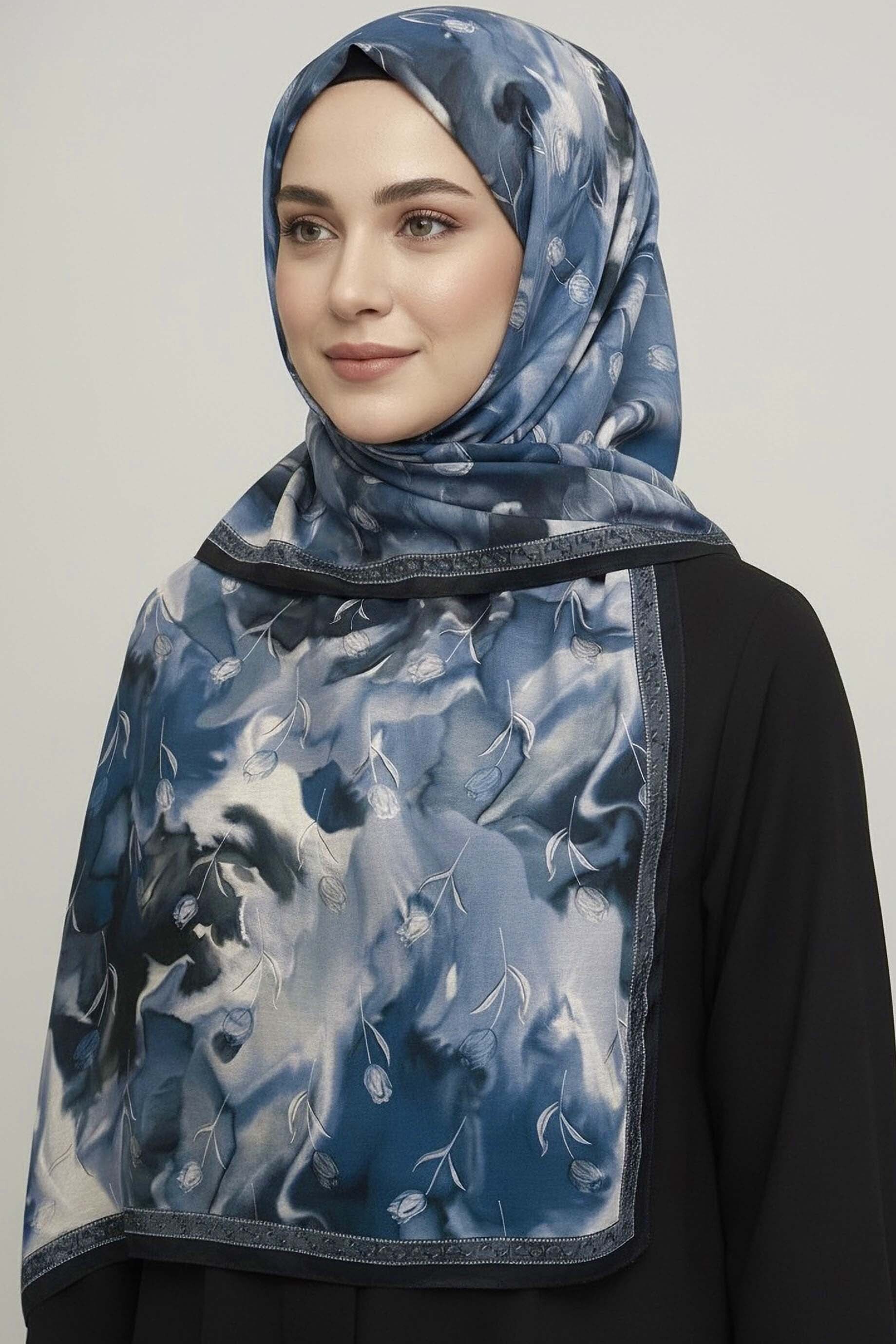 Soft Mist Serisi Pamuk Şal - 28188-MAVI - 2