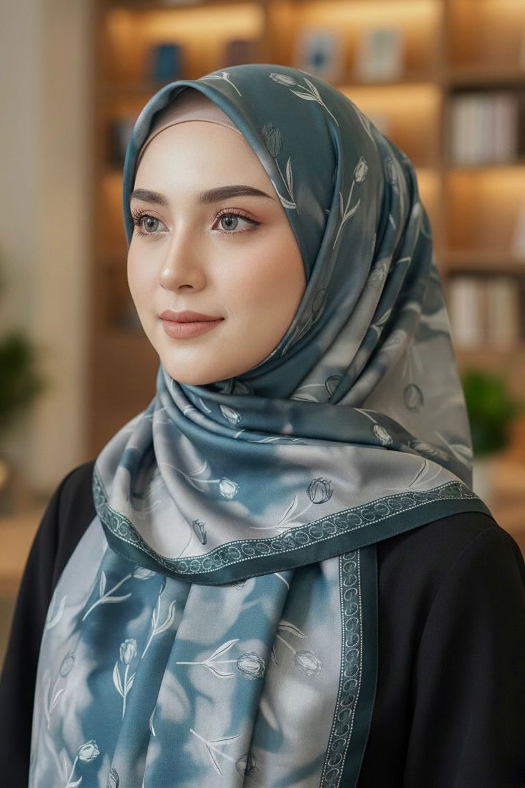 Soft Mist Serisi Pamuk Şal - 28188-PETROL - TOFİSA