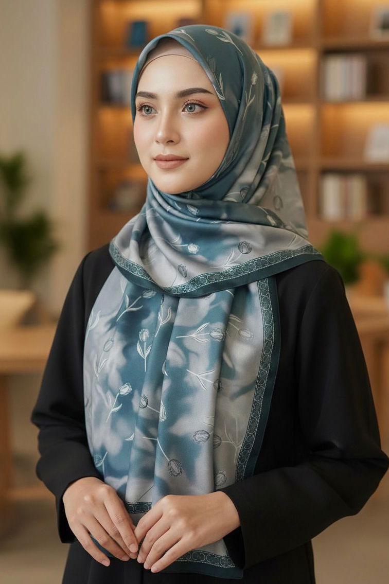 Soft Mist Serisi Pamuk Şal - 28188-PETROL - TOFİSA