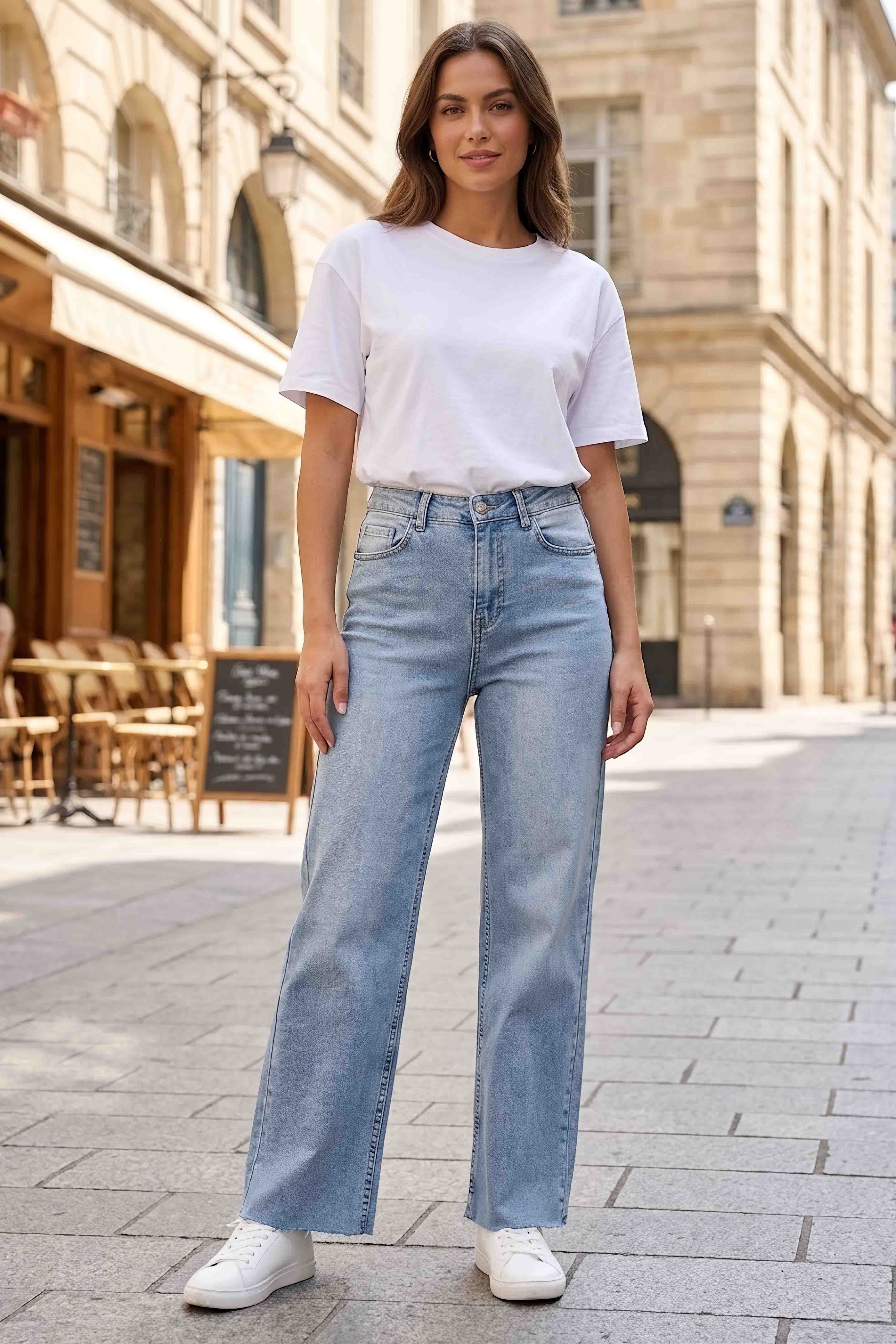 Straight Fit Kot Pantolon Buz Mavi - 3002-BUZ-MAVI - 1