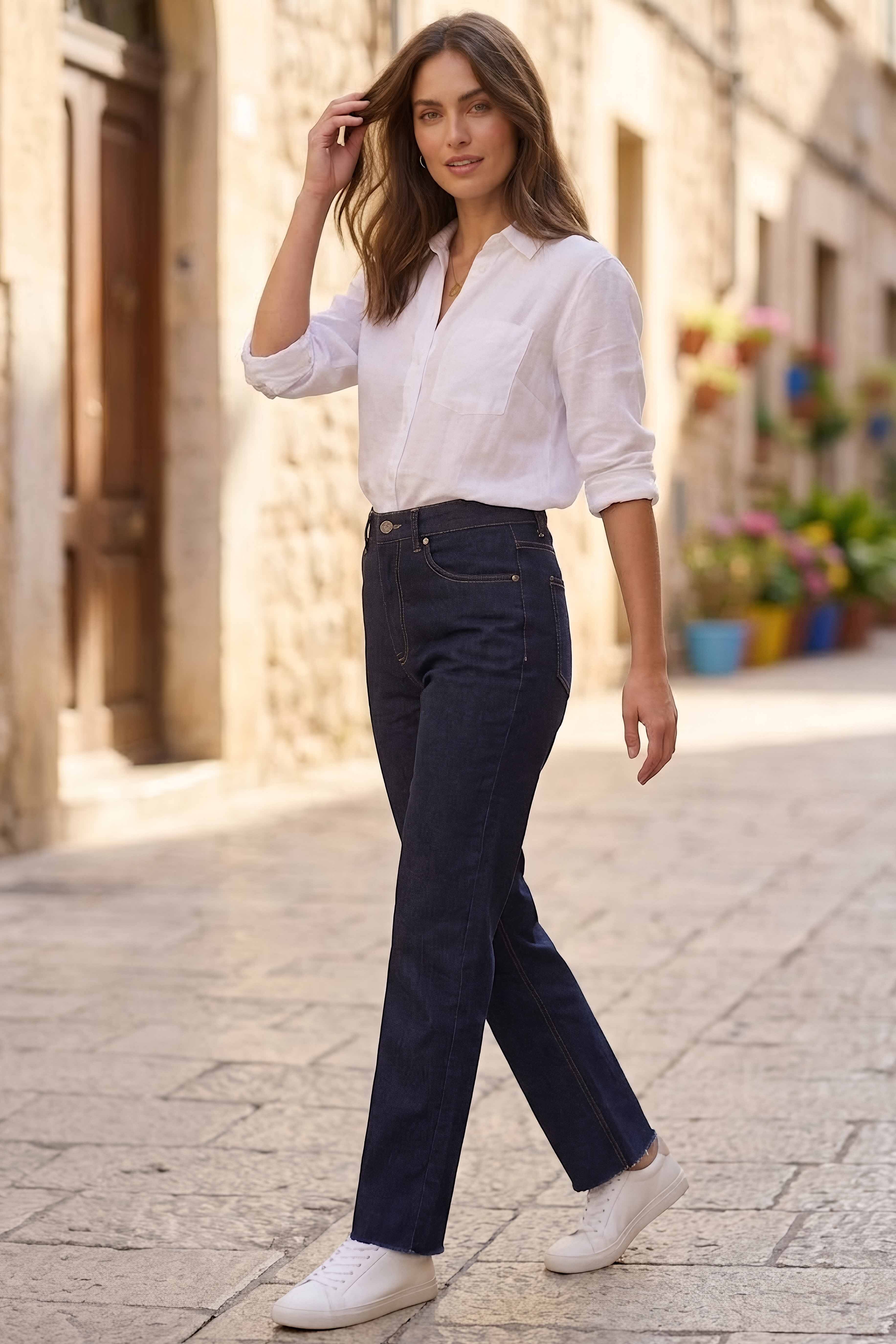 Straight Fit Kot Pantolon Lacivert - 3002-LACIVERT - 1