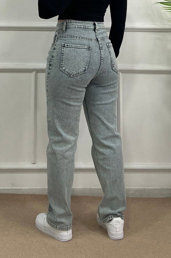 Straiht Fit Kot Pantolon - 28374-BUZ-MAVI - 2