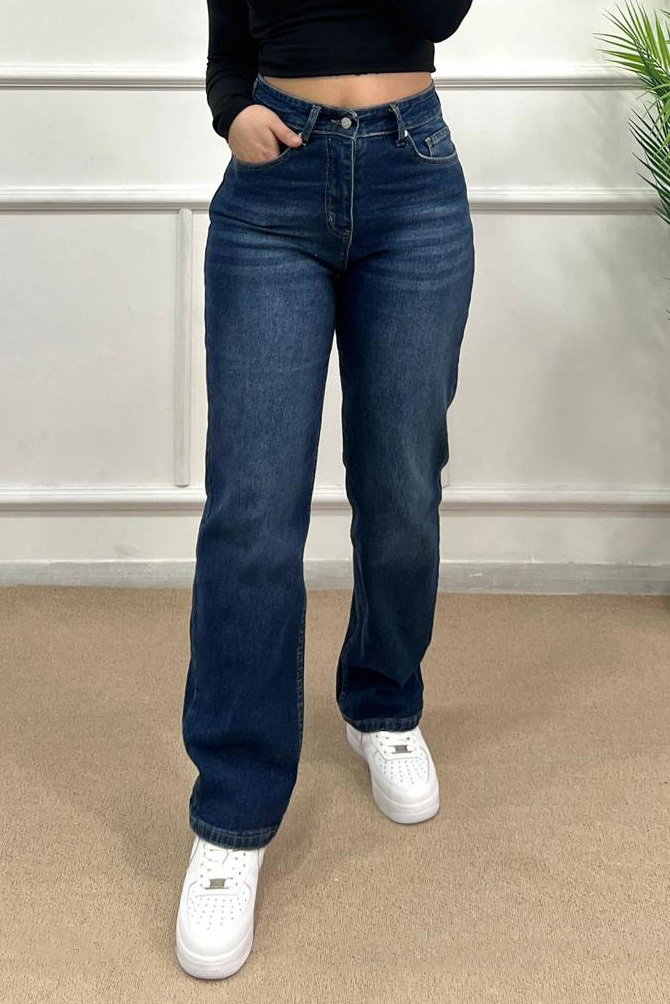 Straiht Fit Kot Pantolon - 28374-KOYU-MAVI - 1