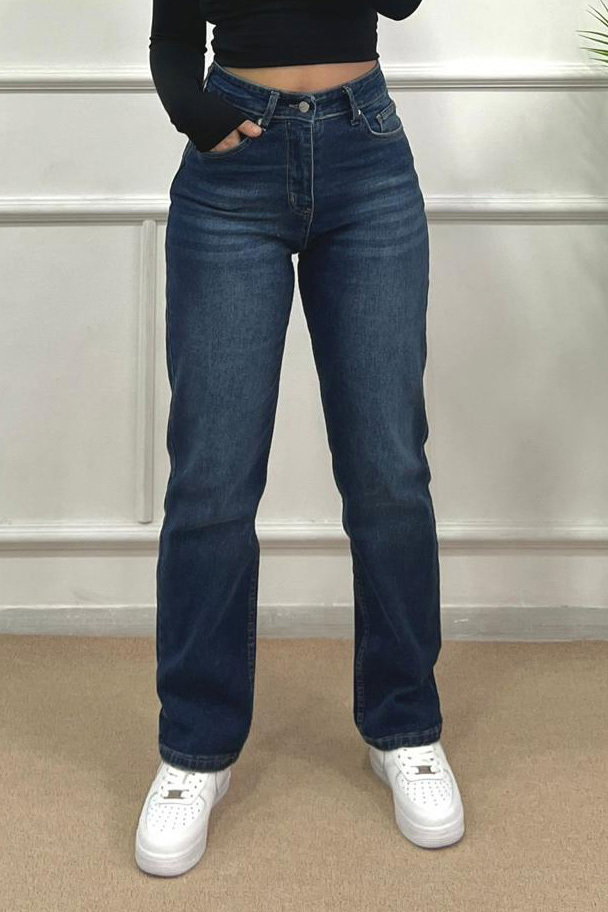 Straiht Fit Kot Pantolon - 28374-KOYU-MAVI - 4