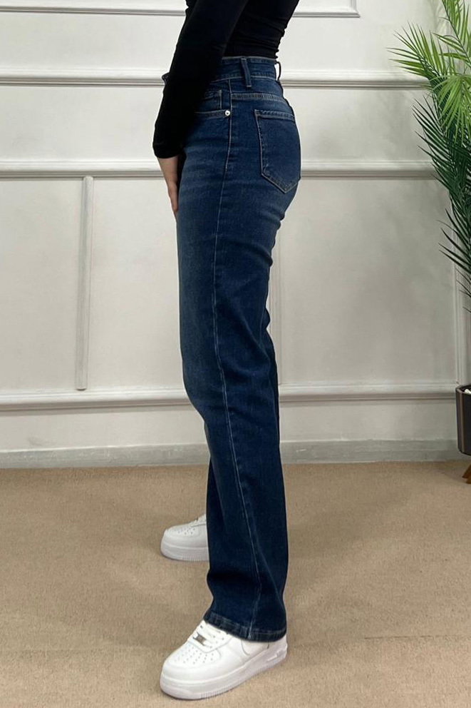 Straiht Fit Kot Pantolon - 28374-KOYU-MAVI - 5