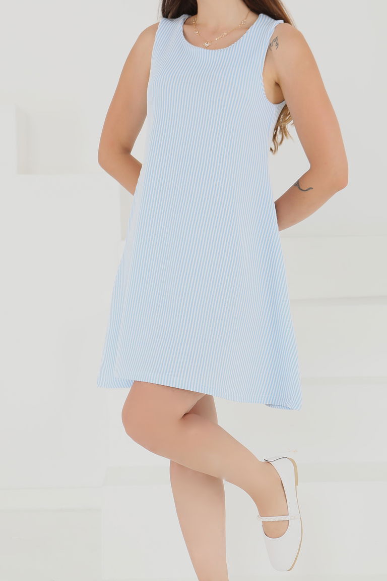 Su Yolu Fermuarlı Elbise - 27502 - TOFİSA