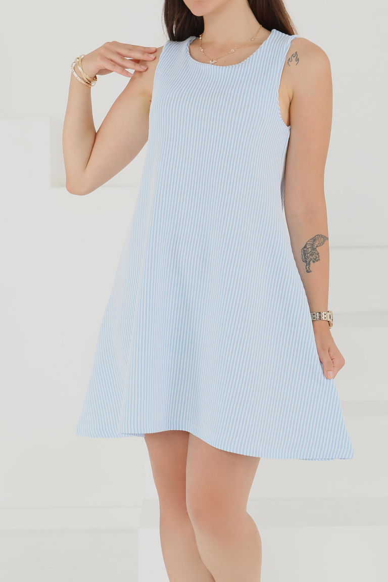 Su Yolu Fermuarlı Elbise - 27502 - TOFİSA